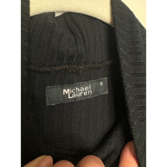 Michael Lauren Revolve Ribbed Knit Turtleneck Dress Size S Black Raw Hem New - Picture 12 of 15
